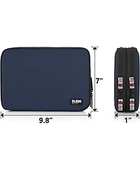 Bubm Dark Blue Electronics Organizer Bag - Medium Double Layer Travel Case for Cables, Usb Drives, Chargers, iPad Mini Accessories