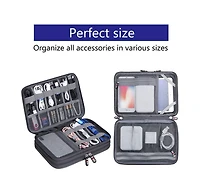 Bubm Double Layer Electronics Organizer Bag - Travel Cable Storage Case for Usb Drives, Sd Cards, Charging Cords & Mini Tablets