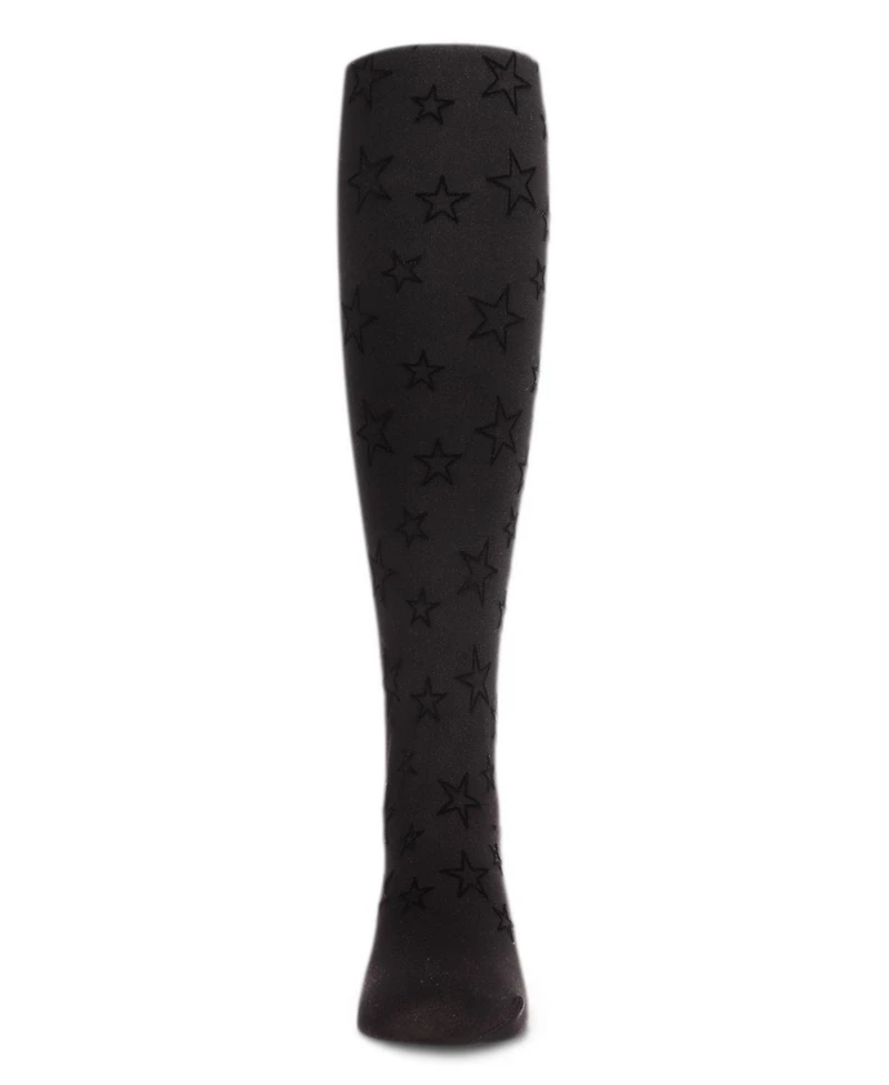 Memoi Girls All Over Star Flocked Opaque Tights