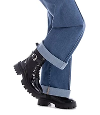 Women's Patent Leather Combat Booties By Xti