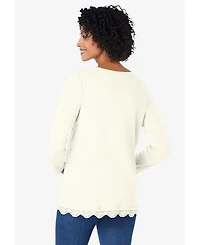 Woman Within Women's Layered-Look Lace Trim Tee