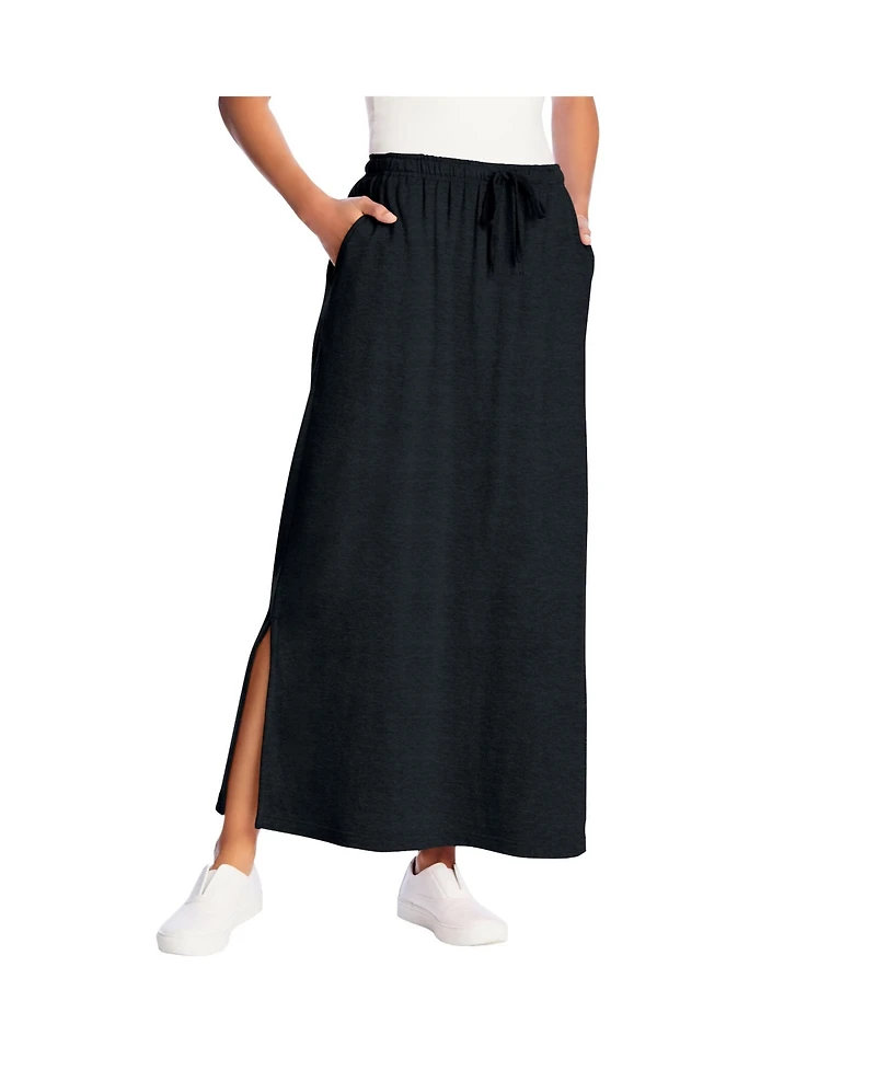 Woman Within Women's Sport Knit Side-Slit Skirt