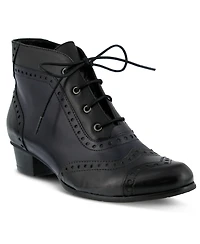 Azura Spring Step Heroic Colorblock Leather Bootie with Brogue Detailing and Inside Zipper