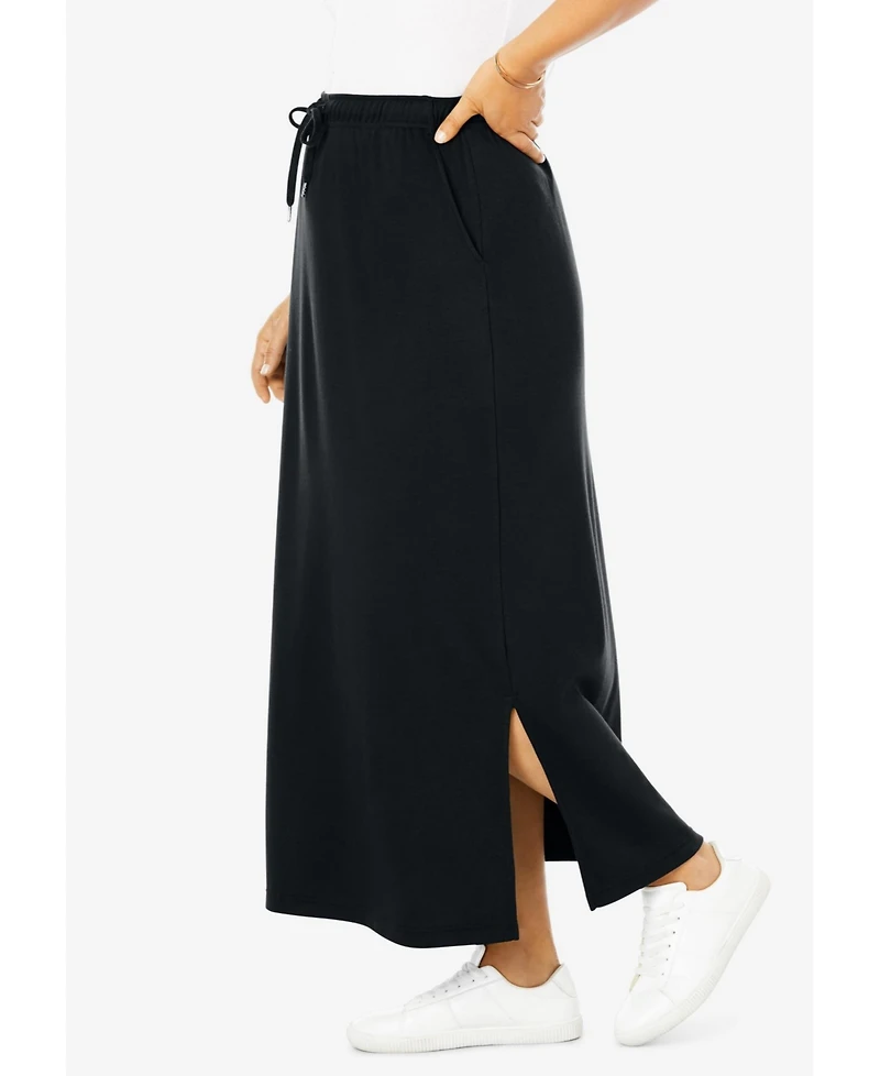 Woman Within Women's Sport Knit Side-Slit Skirt