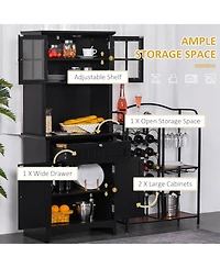 Slickblue Wooden Kitchen Storage Cabinet with Adjustable Shelves for Dining Room and Pantry