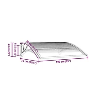 Door Canopy Black Polycarbonate, Abs, Aluminum 39.4 x 29.5 in