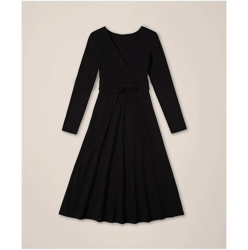 Pact Women's Organic Cotton Fit & Flare Faux Wrap Dress