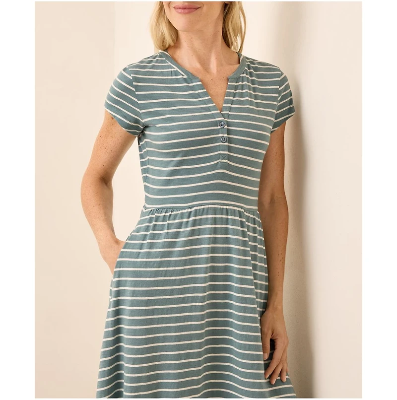 Pact Women's Organic Cotton Relaxed Slub Henley Market Dress