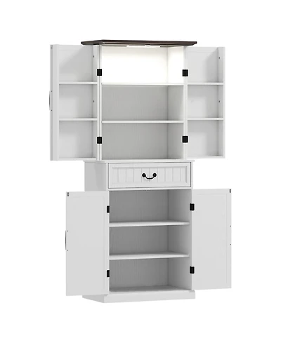 Slickblue Modern Wooden Kitchen Storage Cabinet with Adjustable Shelves for Pantry and Dining Room