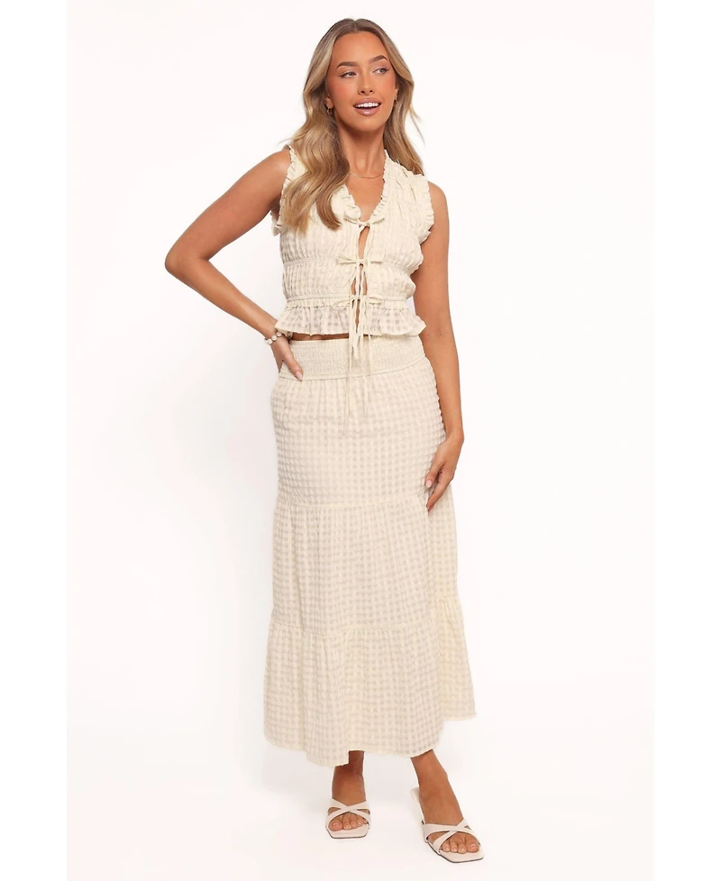 Petal and Pup Women's Farica Gingham Midi Skirt - Cream