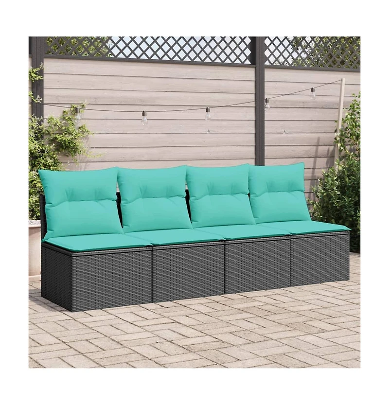 vidaXL Garden Sofa Black, Blue