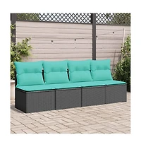 vidaXL Garden Sofa Black, Blue
