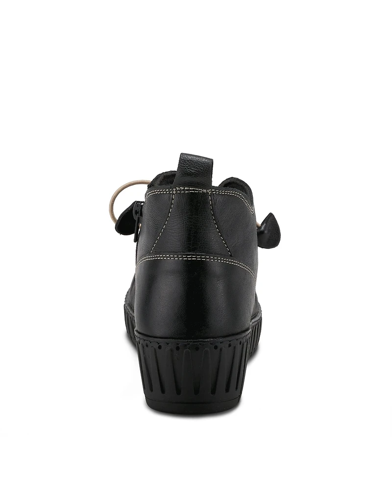 Azura Spring Step Nespea Premium Leather Slip-On Wedge with Elastic Vamp Tie and Removable Insole