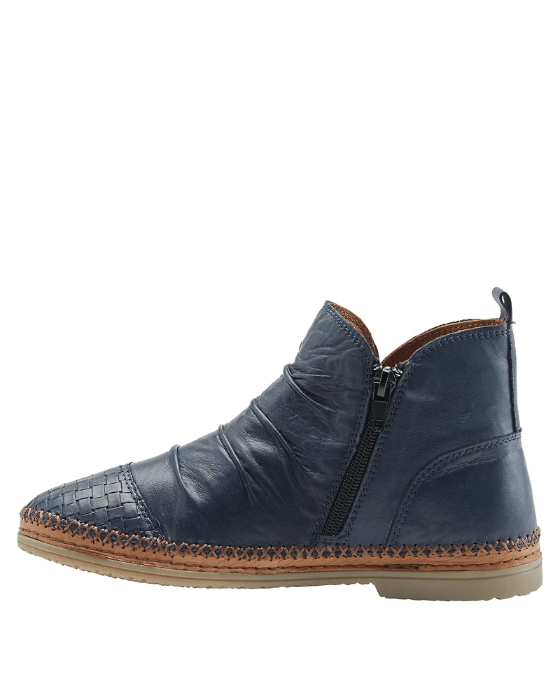 Spring Step Pomeroy Leather Booties with Basketweave Toe and Lightweight Flexible Sole