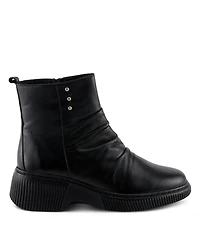 Azura Spring Step Nayana Leather Bootie with Ruching Detail, Removable Insole, and Lugged Sole