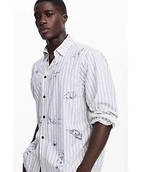 Desigual Men's Striped shirt with illustrations