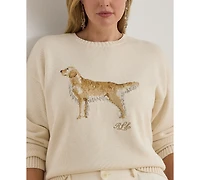 Lauren Ralph Plus Intarsia-Knit Golden Retriever Crewneck Sweater