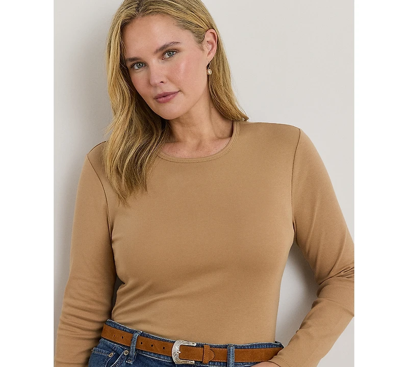 Lauren Ralph Plus Stretch Long Sleeve T-Shirt