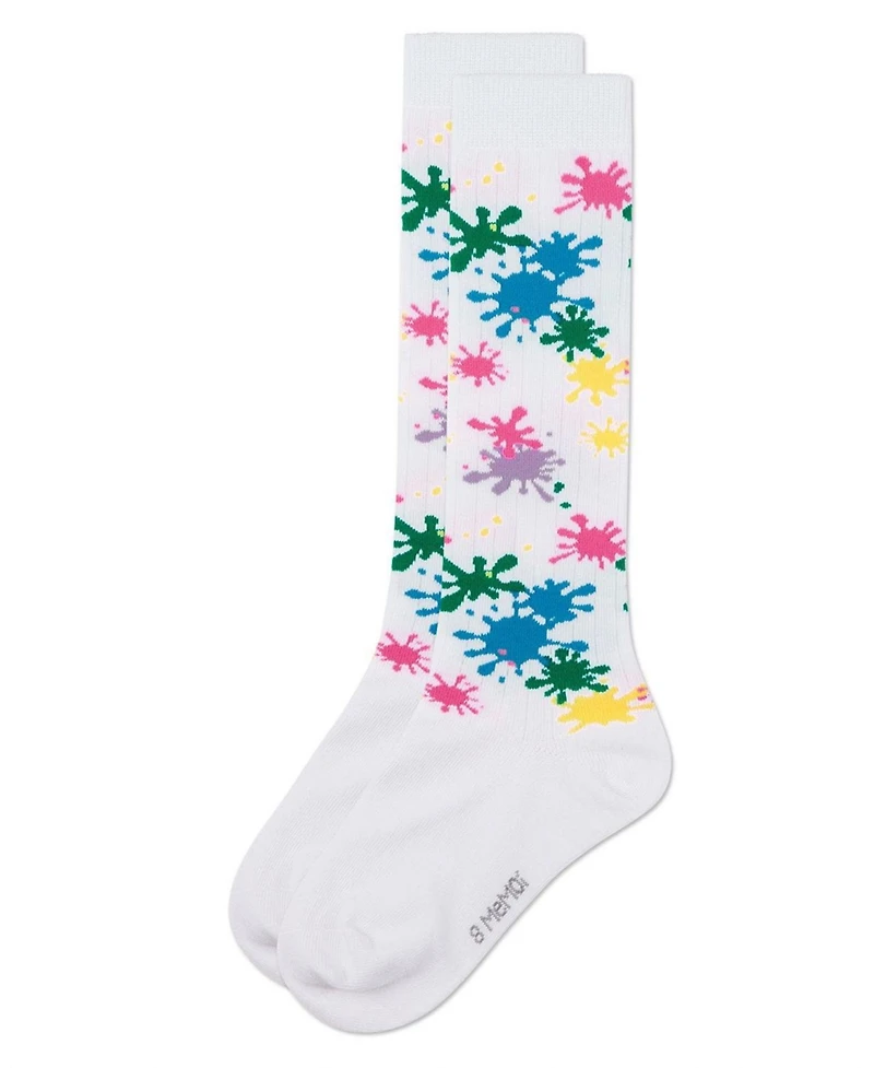 Memoi Girls Stretch Cotton "Splatter Paint" Knee Sock