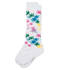 Memoi Girls Stretch Cotton "Splatter Paint" Knee Sock