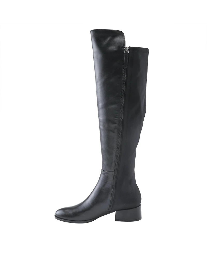 Spring Step Rider Over-the-Knee Leather Boot with Stretch Back Panel and Leather-Wrapped Heel
