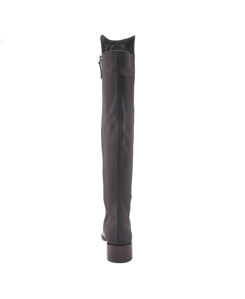 Spring Step Rider Over-the-Knee Leather Boot with Stretch Back Panel and Leather-Wrapped Heel