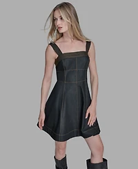 Bcbg Women's Square Neck Denim Dress