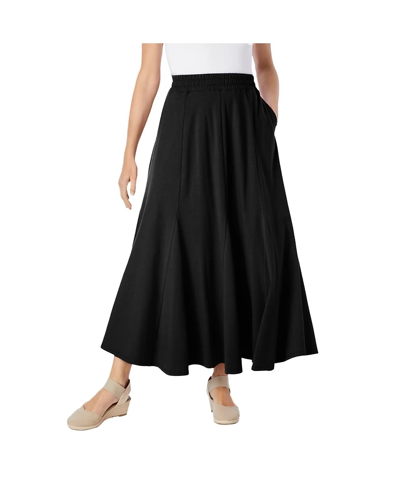 Woman Within Plus Wide Elastic Waist Skirt
