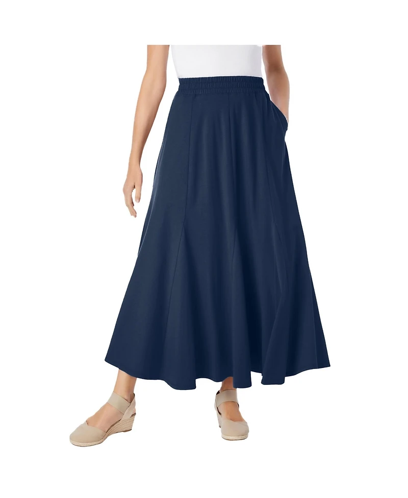 Woman Within Women's Wide Elastic Waist Skirt