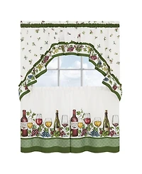 Kate Aurora Napa Winery 3 Piece Rod Pocket Cafe Kitchen Curtain Tier & Swag Set