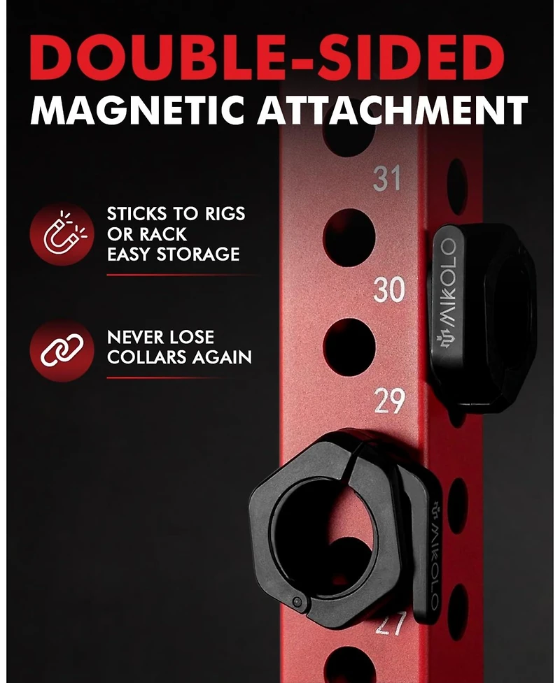 Mikolo Barbell Clamps,2-Inch Olympic Clips with Anti-Slip Tpr Lining and Quick Release for Home Gym Use, (Red)