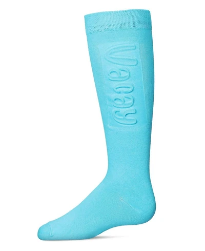 Memoi Girls Embossed Vacay Cotton Blend Knee High Socks
