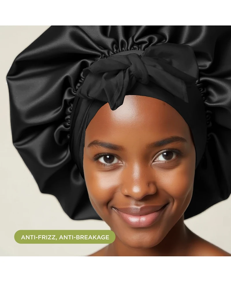 Night Satin Bonnet, Tie, Adjustable, Oversized