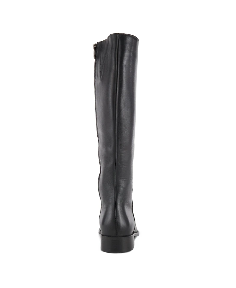 Azura Spring Step Hightail Knee-High Leather Boot with Calf Elastic Gore and Low Stacked Heel