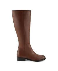 Azura Spring Step Hightail Knee-High Leather Boot with Calf Elastic Gore and Low Stacked Heel