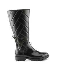 Spring Step Maiza Waterproof Quilted Rain Boots with Faux Fur Lining and Zipper Closure
