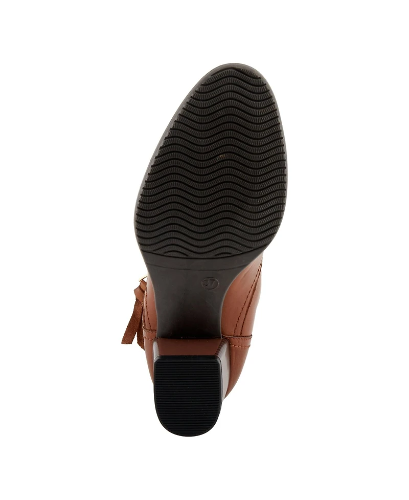 Azura Spring Step Nazca Leather Ankle Bootie with Gold Snap Button and Functional Zipper