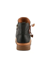 Azura Spring Step Vandis Ruched Leather Ankle Bootie with Side Lace Detail and Arch Support Insole