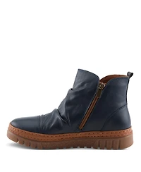 Azura Spring Step Vandis Ruched Leather Ankle Bootie with Side Lace Detail and Arch Support Insole