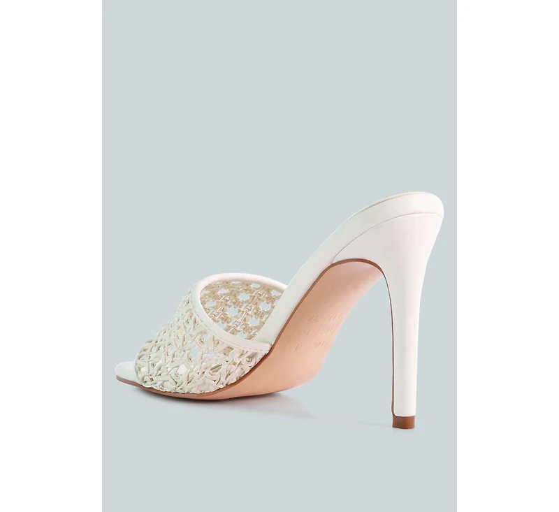 Tease Womens Woven Stiletto Slide sandal