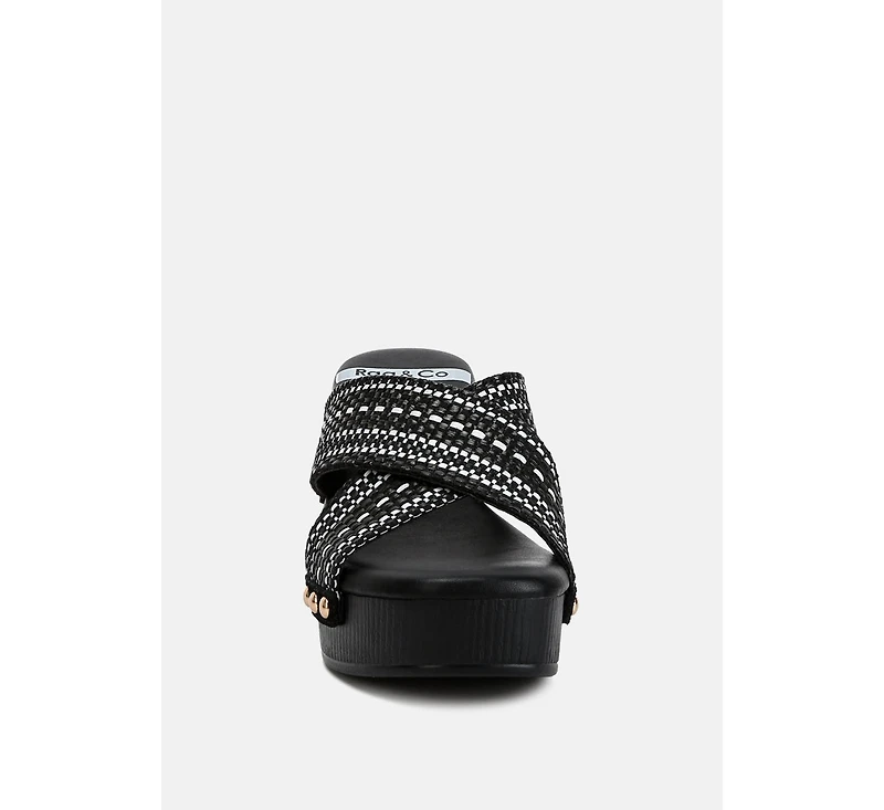 Finley Raffia High Block Heel Mules Women
