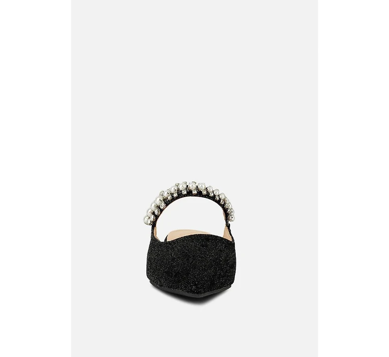 Geode Pearl Embellished Slip On Mules