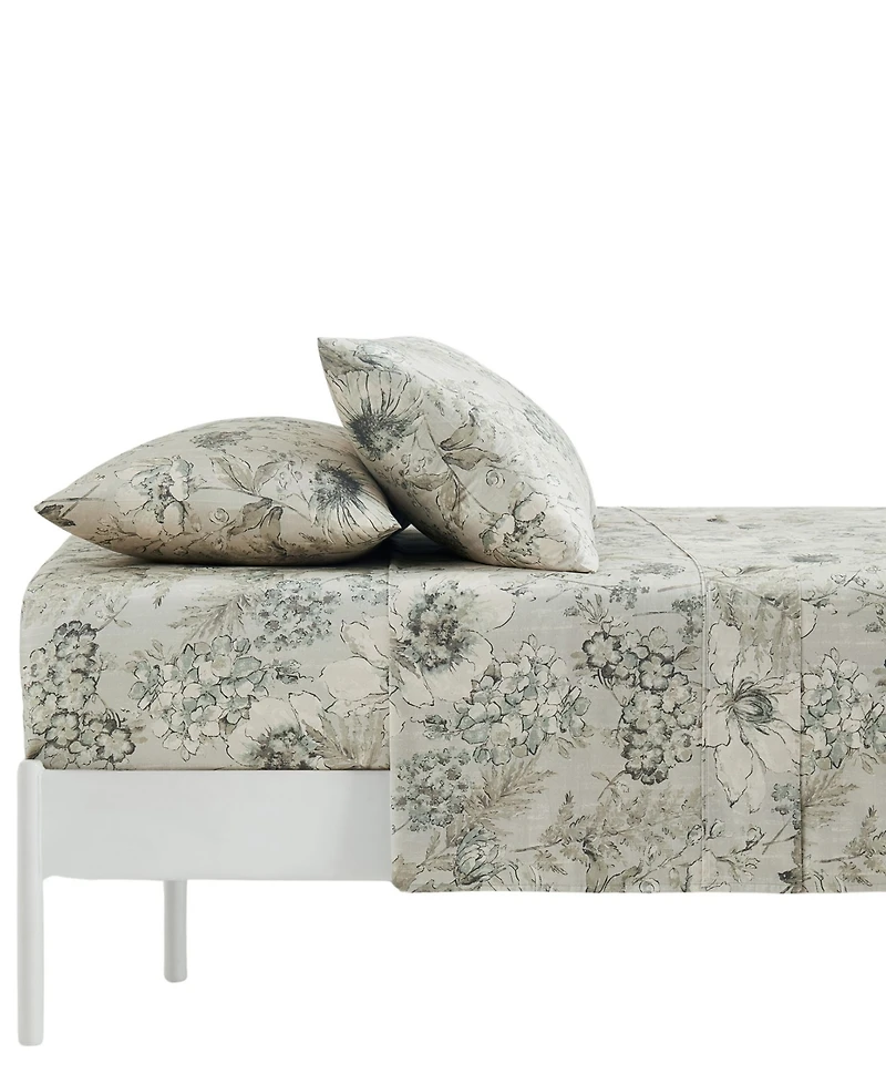 Southshore Fine Linens Skye Floral Extra Deep Pocket 300- Thread Count 4-Pc. Sheet Set, Full