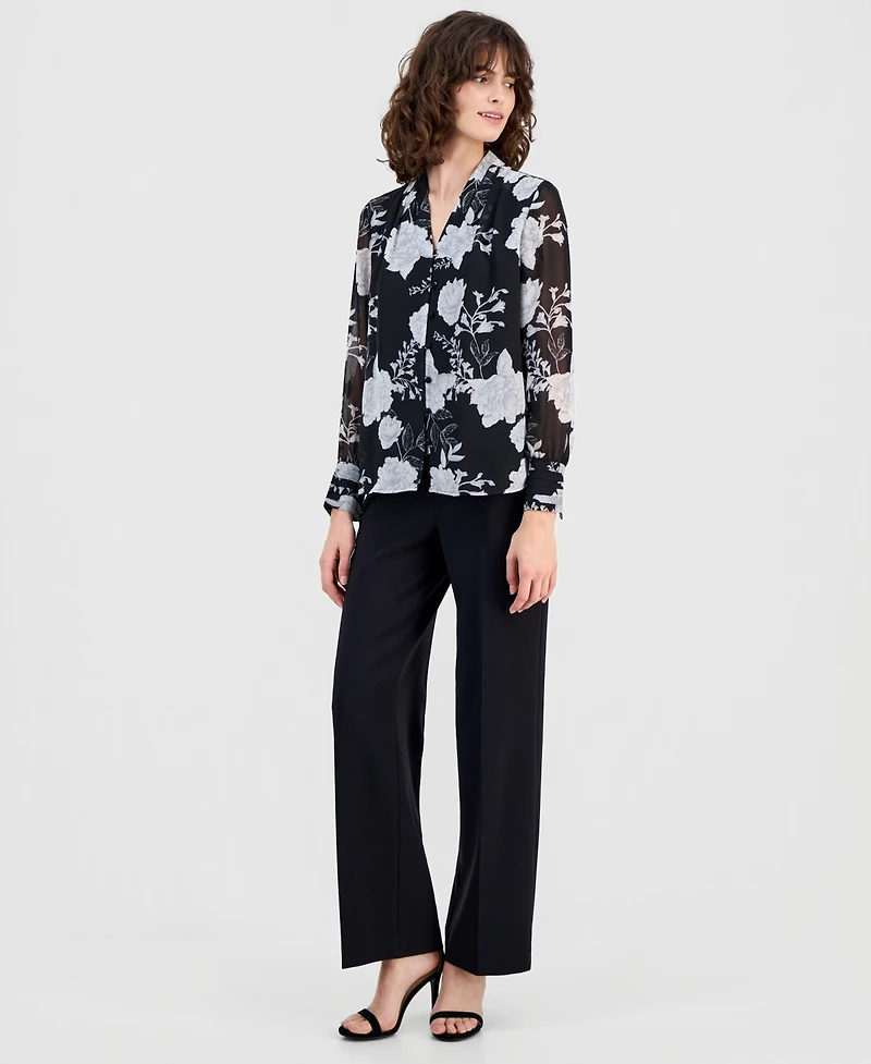 Anne Klein Women's Printed Button-Front Blouse
