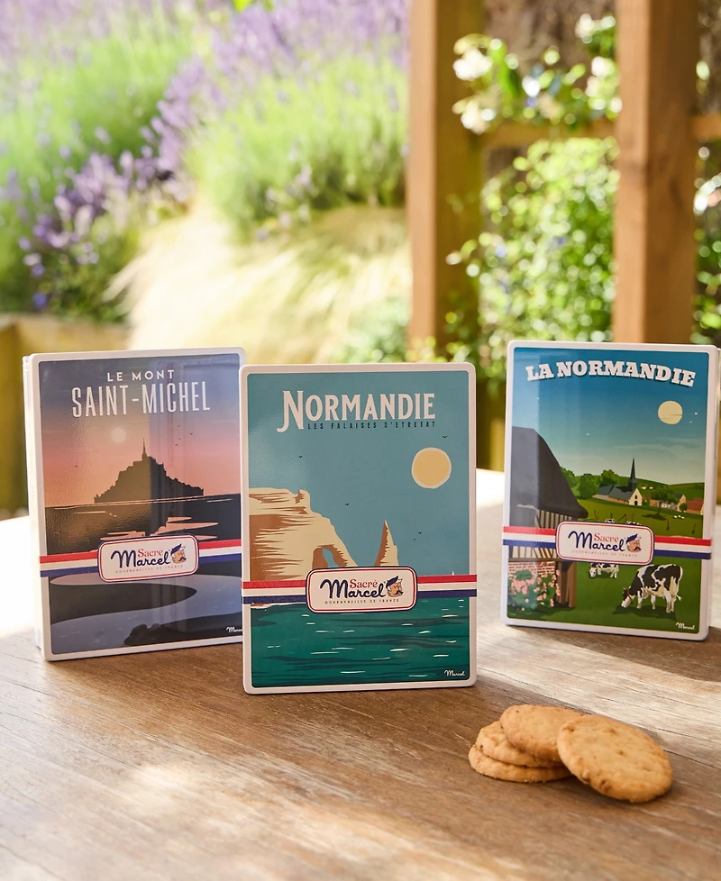 Sacre Marcel Normandie Countryside Tin with French Apple Shortbreads, 3.5oz