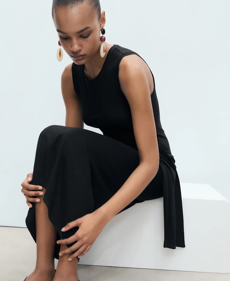 Mango Women's Knot Detail Cotton Midi Dress