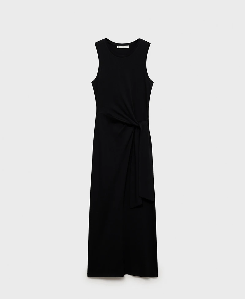 Mango Women's Knot Detail Cotton Midi Dress
