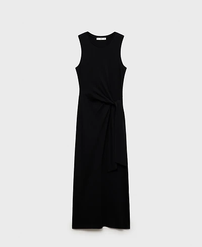 Mango Women's Knot Detail Cotton Midi Dress