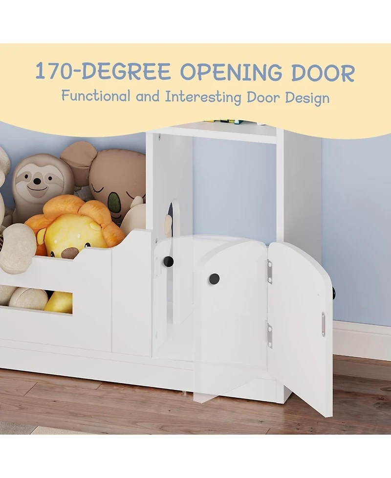 Kids Bookshelf and Toy Storage, Wooden Kids Bookcase with Motion Sensor Light, Dollhouse Bookcase for Playroom Bedroom Nursery Classroom