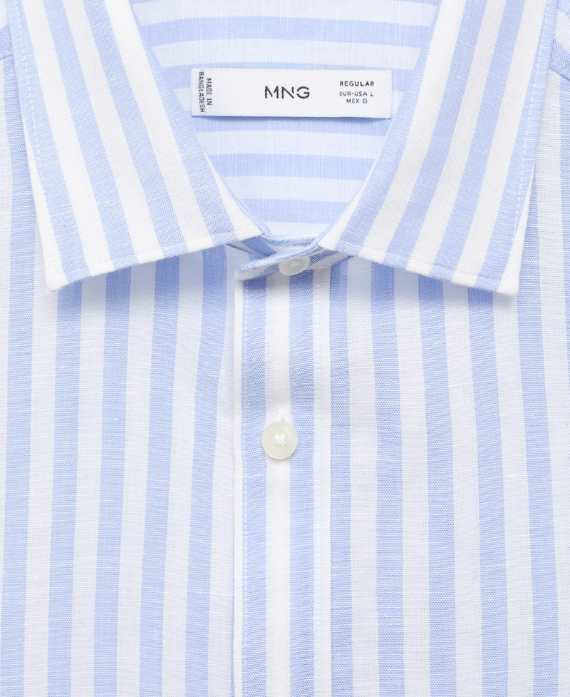 Mango Men's Regular-Fit Striped Cotton-Linen Shirt